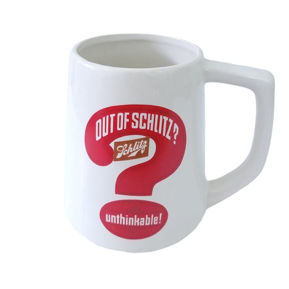 1970s Out of Schlitz Large 2 Liter Beer Mug Cream, Rug Vintage - Picture 1 of 4